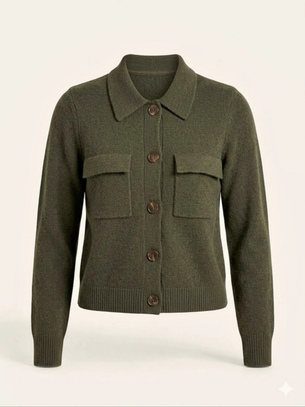 540 LOFT Collared Pocket Sweater Jacket Green Knit Cardigan Shacket - Size M